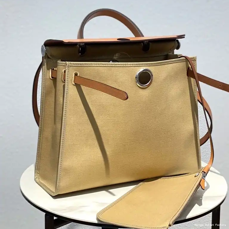 Affordable Hermes Herbag Palladium Grey Bag Brown Hardware In Canvas 0502